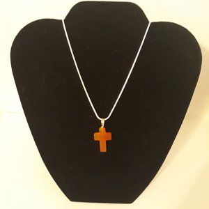 handmade 1" long AZ stone cross pendant & 16" silver 925 cable chain